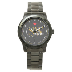 Red Line - Mit Monogramm Name, schwarz und Beschri Armbanduhr