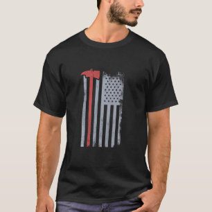 Red Line Redline American Flag Red Ax Firefi T-Shirt