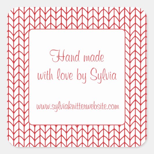 RED LINE STRICK 1.5" Quadrat Aufkleber "Handgefert (Vorderseite)