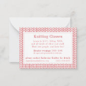 RED LINE STRICK "Knitting Classes" Visitenkarte Mitteilungskarte (Vorderseite)