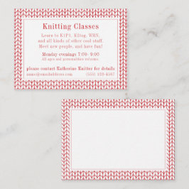 RED LINE STRICK "Knitting Classes" Visitenkarte Mitteilungskarte