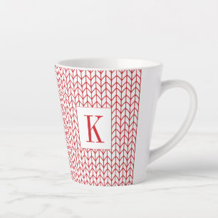RED LINE STRICK Latte Tasse + Initial