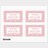 RED LINE STRICK Rectangle "Hand Made Stickers" Rechteckiger Aufkleber (Blatt)