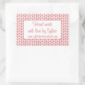 RED LINE STRICK Rectangle "Hand Made Stickers" Rechteckiger Aufkleber (Tasche)