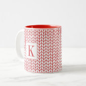 RED LINE STRICK Red Two-Tone Tasse + Initial (Vorderseite Links)