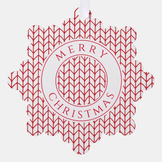 RED LINE STRICK Snowflake Paper Ornament Card Karte (Vorderseite)