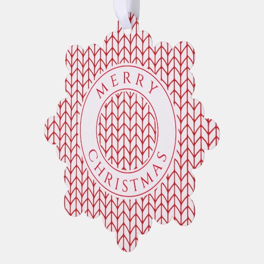 RED LINE STRICK Snowflake Paper Ornament Card Karte (Linke Ecke)