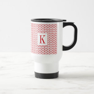 RED LINE STRICK Travel Mug + Initial Reisebecher