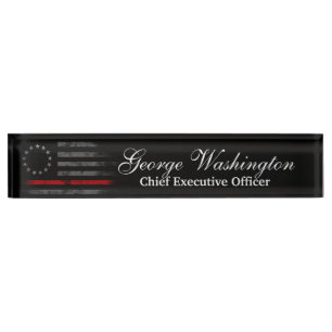 Red Line Vintag Betsy Ross American Flag Namensplakette