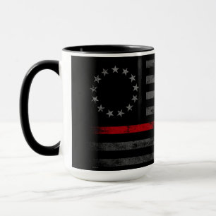 RED LINE Vintag Betsy Ross American Flag Tasse