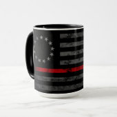RED LINE Vintag Betsy Ross American Flag Tasse (Vorderseite Links)