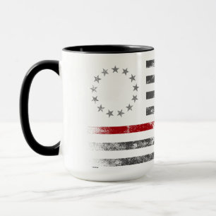 RED LINE Vintag Betsy Ross American Flag Tasse