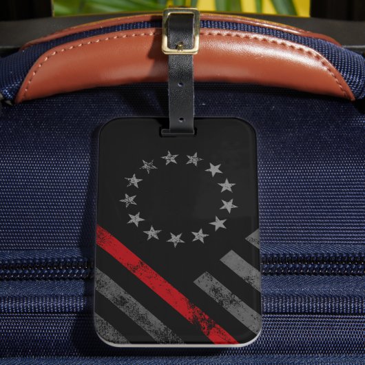 Red Line Vintage American Flag Gepäckanhänger (Vorderseite Insitu 2)