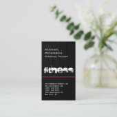 Red Line Wood Pattern Grau Fitness Business Card Visitenkarte (Stehend Vorderseite)
