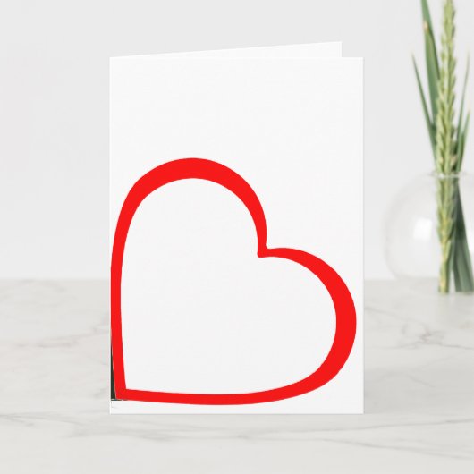 Red Lined Heart On Side Minimalist  Karte (Vorderseite)