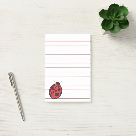 Red Lined Ladybug Post It Notes Post-it Klebezettel (Büro)