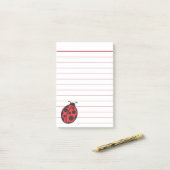 Red Lined Ladybug Post It Notes Post-it Klebezettel (Auf Schreibtisch)