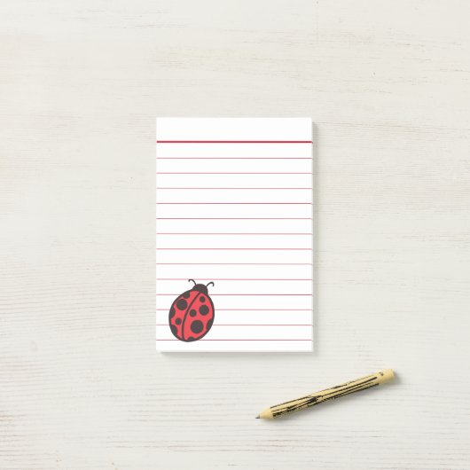 Red Lined Ladybug Post It Notes Post-it Klebezettel (Auf Schreibtisch)