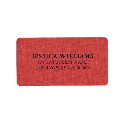 Red Linen Fabric Texture Image Adressaufkleber (Vorne)