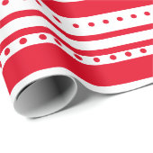 Red Lines and Dots Christmas Simple Geschenkpapier (Rolleneckpunkt)