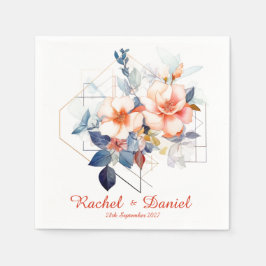 Red Lines&Flowers: Wedding Napkins Serviette