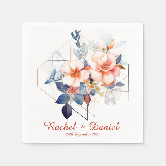 Red Lines&Flowers: Wedding Napkins Serviette (Vorderseite)