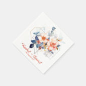 Red Lines&Flowers: Wedding Napkins Serviette (Ecke)