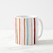 Red Lines Muster. Horizontale Stroke Illustration. Kaffeetasse (VorderseiteRechts)