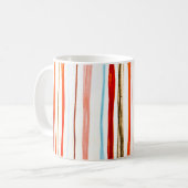 Red Lines Muster. Horizontale Stroke Illustration. Kaffeetasse (Vorderseite Links)