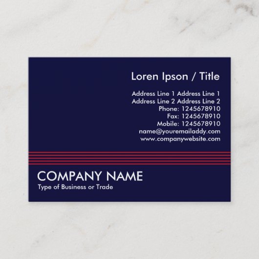 Red Lines - Navy Blue Visitenkarte (Vorderseite)