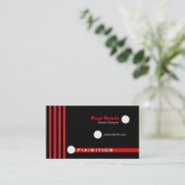 Red Lines White Dos Retro Business Card Visitenkarte (Stehend Vorderseite)