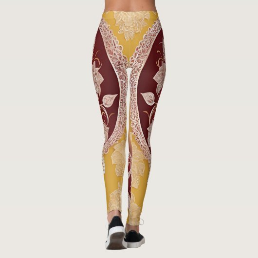 Red Lingerie Heart Lace AI Art Leggings (Rückseite)