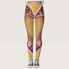 Red Lingerie Heart Lace AI Art Leggings