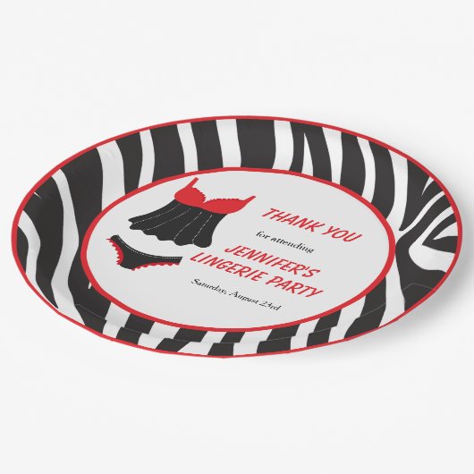 Red Lingerie Party Vielen Dank Pappteller (Schrägansicht)