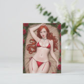 Red Lingerie Postcard Postkarte (Stehend Vorderseite)
