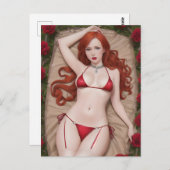 Red Lingerie Postcard Postkarte (Vorne/Hinten)