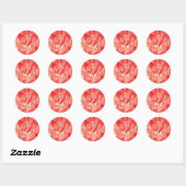 Red Linocut Tulip Round Stickers (Blatt)