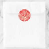 Red Linocut Tulip Round Stickers (Tasche)
