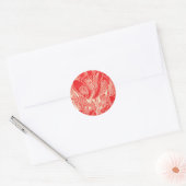 Red Linocut Tulip Round Stickers (Umschlag)