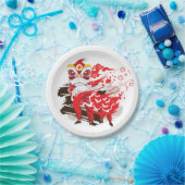 Red Lion Dancer Illustration Pappteller (Party)