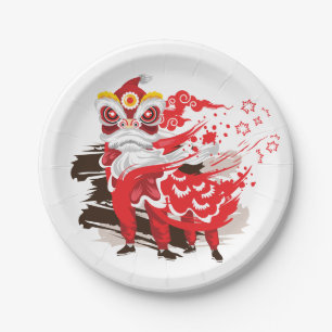 Red Lion Dancer Illustration Pappteller
