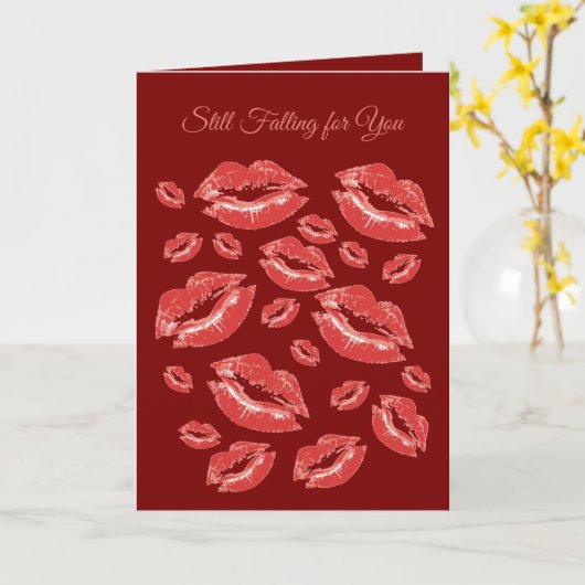 Red Lip Print Flirtatious Fun Karte (Gelbe Blume)