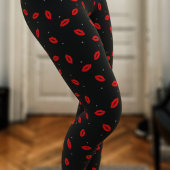 Red Lip Print Lipstick Kiss Leggings