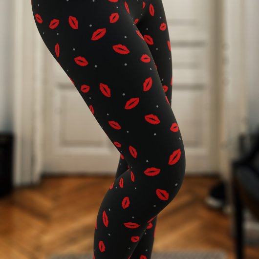 Red Lip Print Lipstick Kiss Leggings