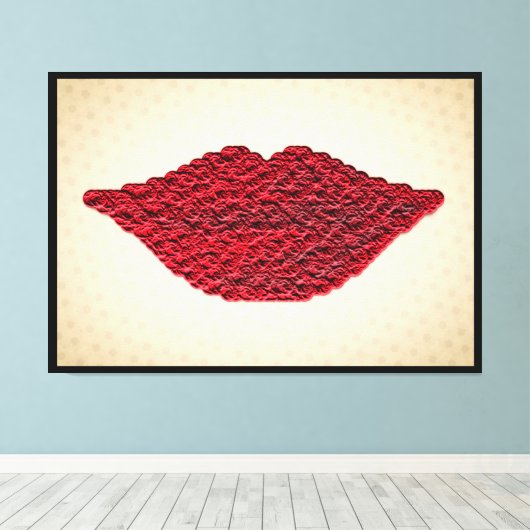 Red Lips Art Print Wall Deco Leinwanddruck (Insitu (Holzboden))
