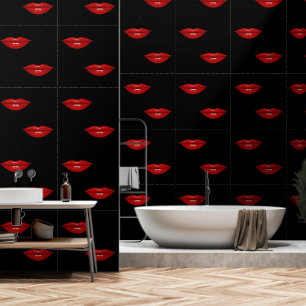 Red Lips benutzerdefinierte Farbe Schwarz Tapete