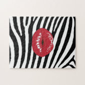 Red Lips Black and White Zebra Puzzle (Horizontal)