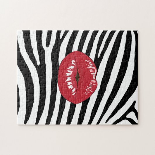 Red Lips Black and White Zebra Puzzle (Horizontal)