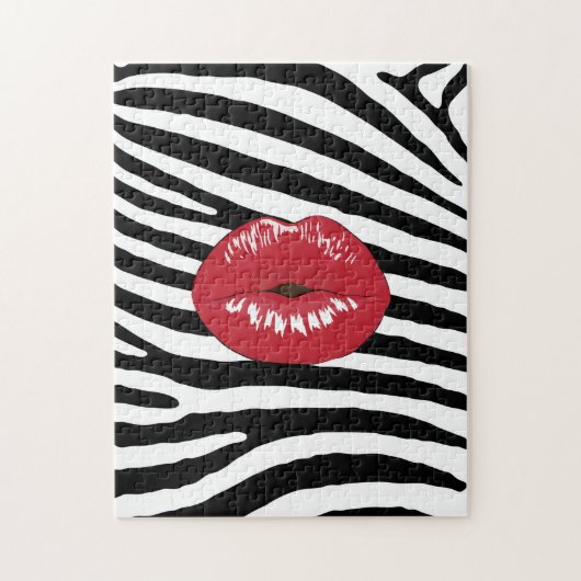 Red Lips Black and White Zebra Puzzle (Vertikal)