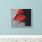 Red Lips Canvas Print Leinwanddruck (Insitu (Holzboden))